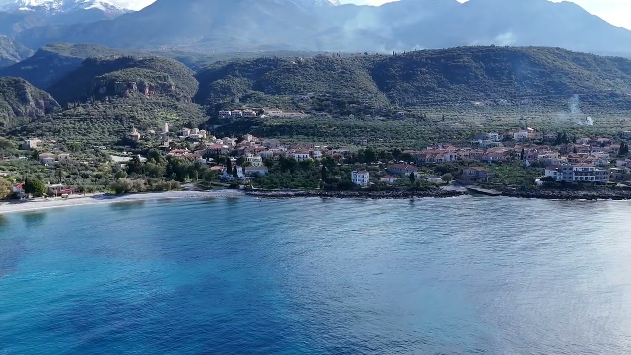 Kardamilli from the North and East with its Ritsa beach.